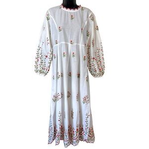 The Pearl Pagoda Poppy Embroidered Floral Midi Dress